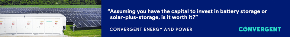 Convergent, Convergent Energy and Power, Energy Storage, Battery Storage, Solar Energy, Solar + Storage, Solar-plus-Storage, Energy Storage System, Own vs. Contract, should I contract battery storage, solar PV, reduce emissions, industrial battery storage