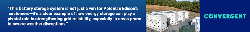 Convergent Energy and Power, Convergent, Potomac Edison, Energy Storage, Battery Storage, Utility Scale Storage, Grid Reliability, Power Grid, Non-Wires Alternatives, NWA, Battery Storage System, Electric Grid